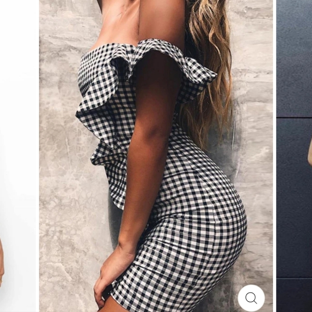 Haute Rogue Gingham Ruffled Fitted Minidress Size S - Picture 7 of 13